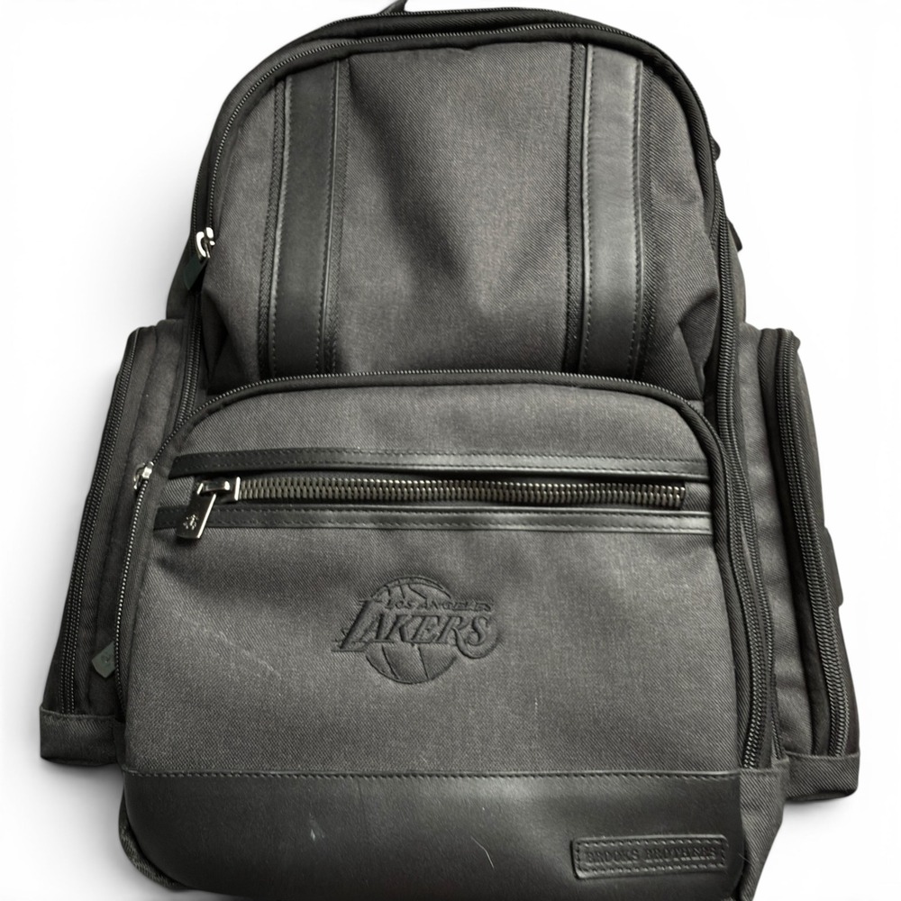 Brooks Brothers Los Angeles Lakers Backpack Black Embroidered NBA‎ Laptop Bag